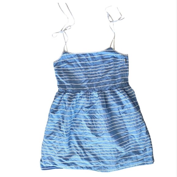 Gap Linen Spaghetti Strap Fully Lined Striped Mini Summer Sundress Pockets Sz 10 - Picture 3 of 14